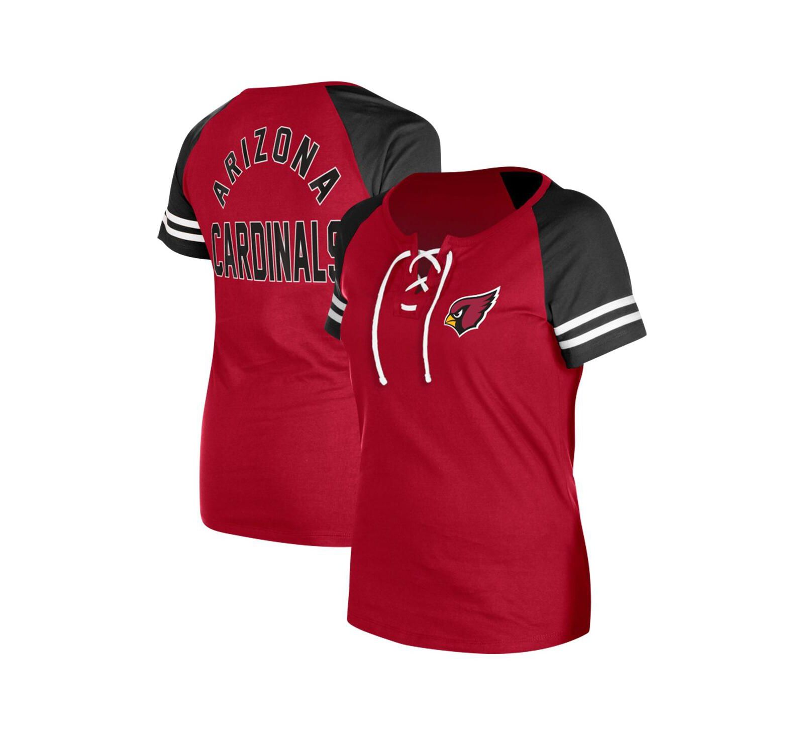 Женская футболка New Era Cardinal Arizona Cardinals Raglan с завязками