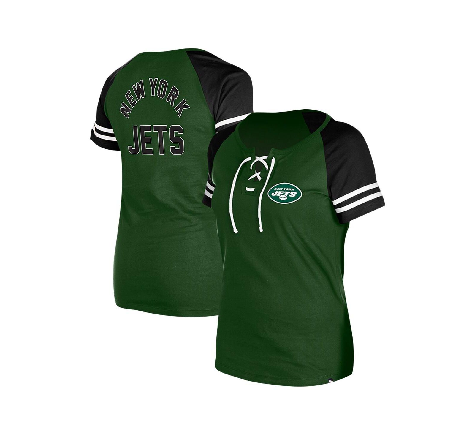 Женская футболка New Era Green New York Jets Lace-Up Raglan