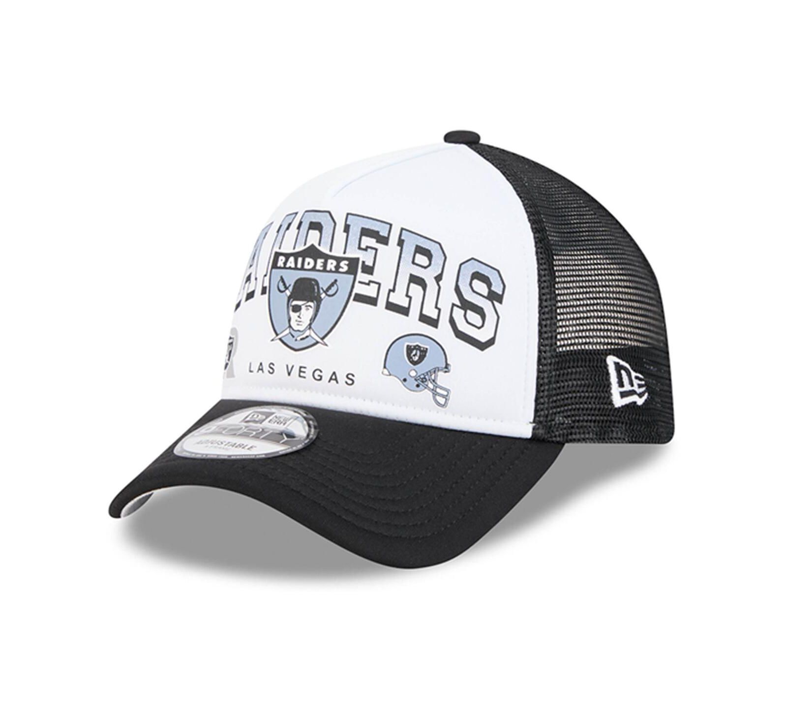 Мужская кепка New Era, Las Vegas Raiders Retro Wordmark A-Frame 9FORTY, белая/черная
