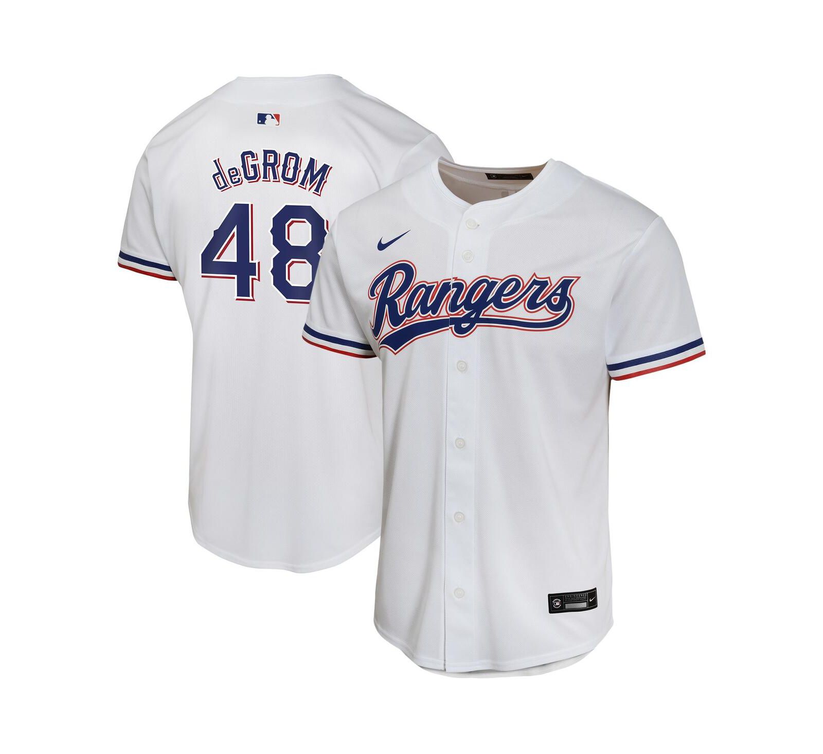 Детская футболка Nike Jacob deGrom White Texas Rangers Home Game Player