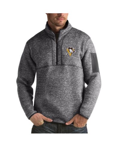 Antigua Мужской Charcoal Pittsburgh Penguins Fortune 1/2-Zip Pullover Jacket