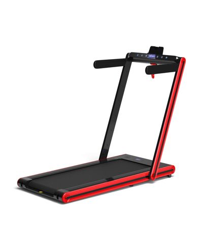 2-in-1 Folding Treadmill with 2.25 HP Motor Dual LED Display App Remote Control Bluetooth Red