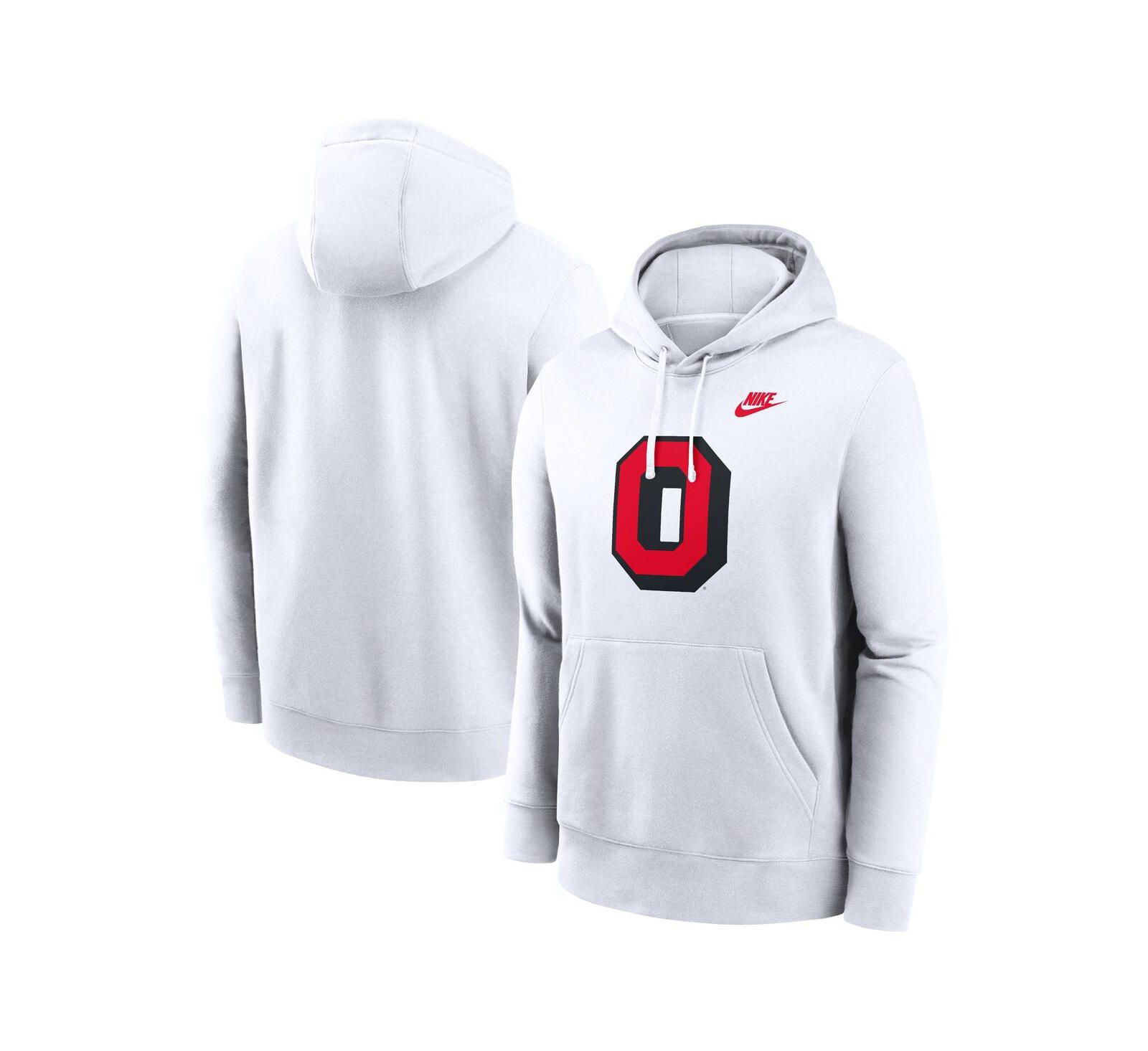 Nike Men's White Ohio State Buckeyes Legacy Logo Club Fleece Pullover Hoodie