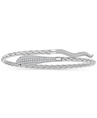Macy's Cubic Zirconia Link Bypass Bracelet in Sterling Silver
