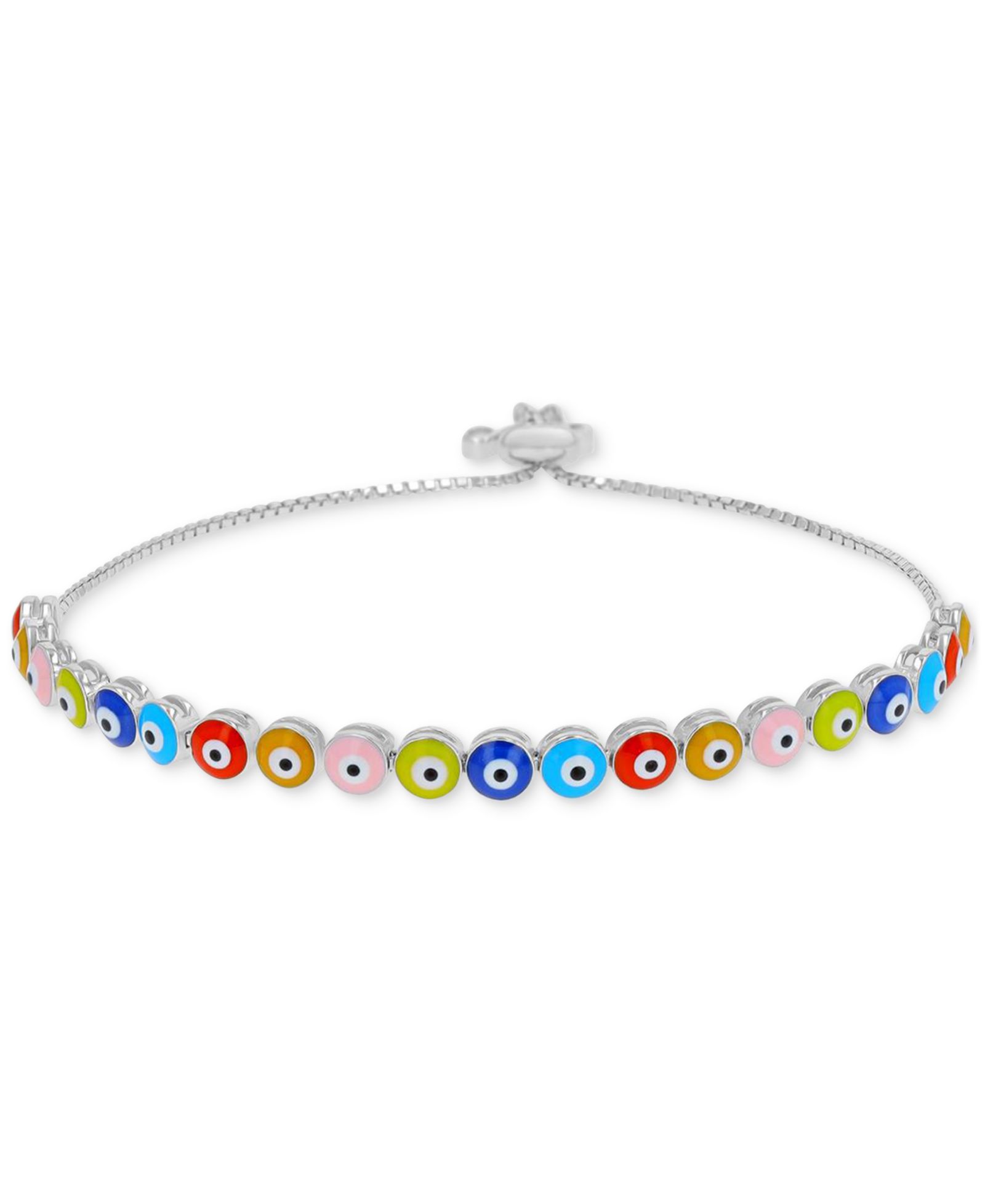 Macy's Sterling Silver Evil Eye Enamel Bolo Bracelet