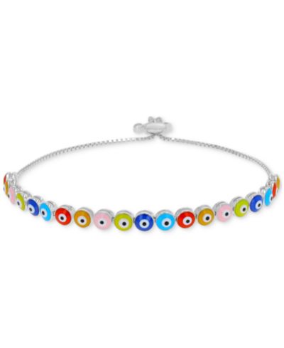 Macy's браслет-боло с эмалью Evil Eye из стерлингового серебра