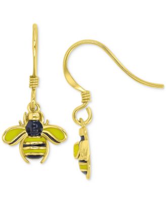 Macy's 14k Yellow Gold Over Sterling Silver Bee Fishhook Earrings