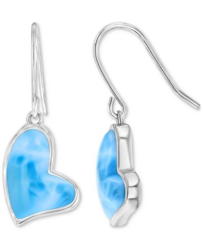 Macy's Heart Shape Opal (4.5 ct. t.w.) Fishhook Drop Earrings in Sterling Silver