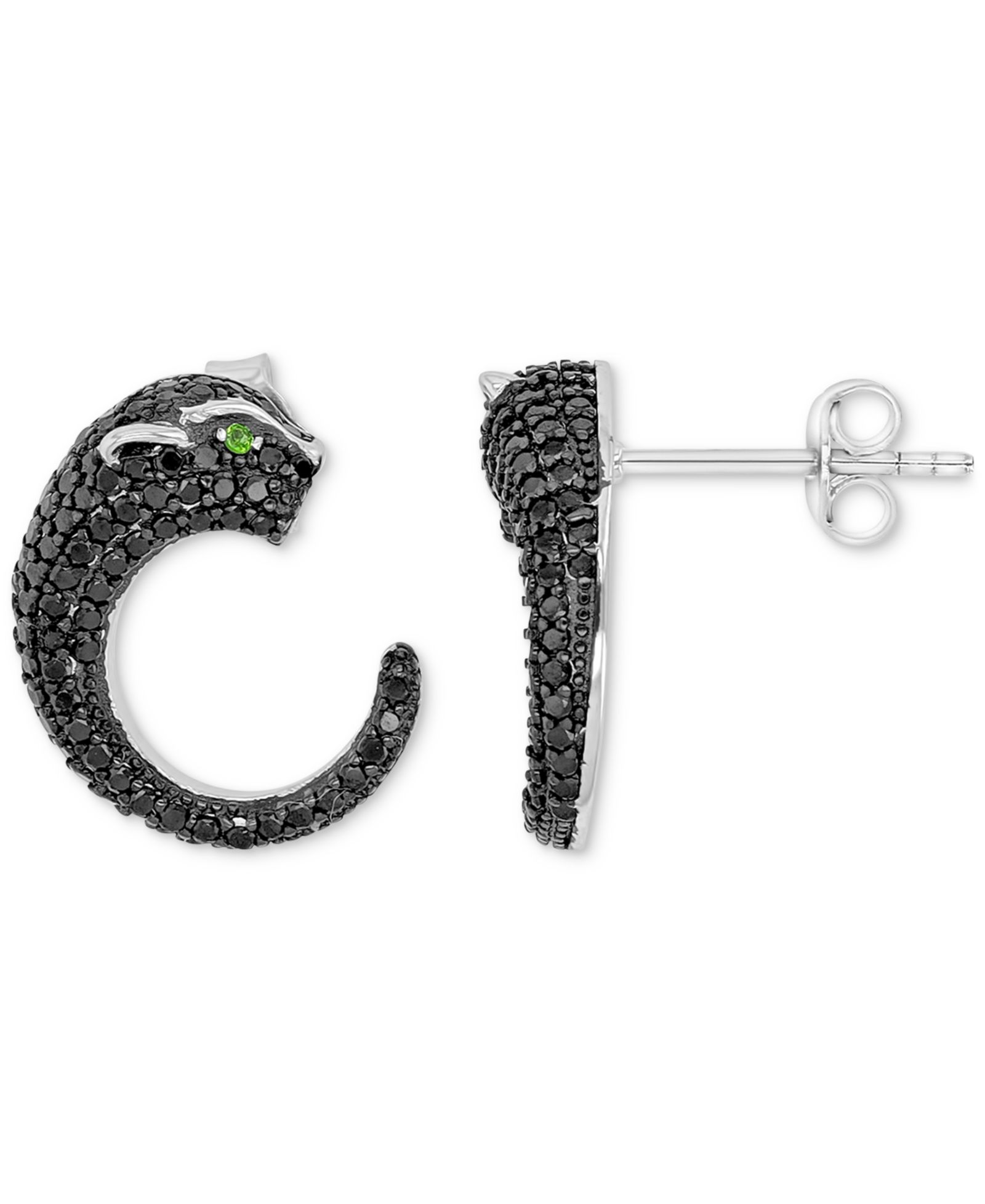 Серьги Macy's Black Spinel and Chrome Diopside в серебре Sterling Silver