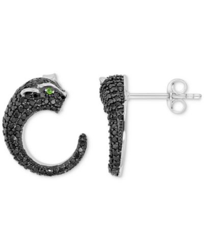 Серьги Macy's Black Spinel and Chrome Diopside в серебре Sterling Silver