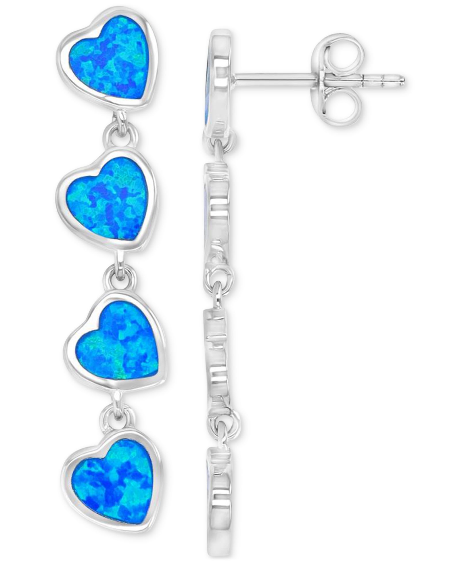 Серьги Macy's в форме сердца с драгоценными камнями (1,25 карата суммарно) из стерлингового серебра