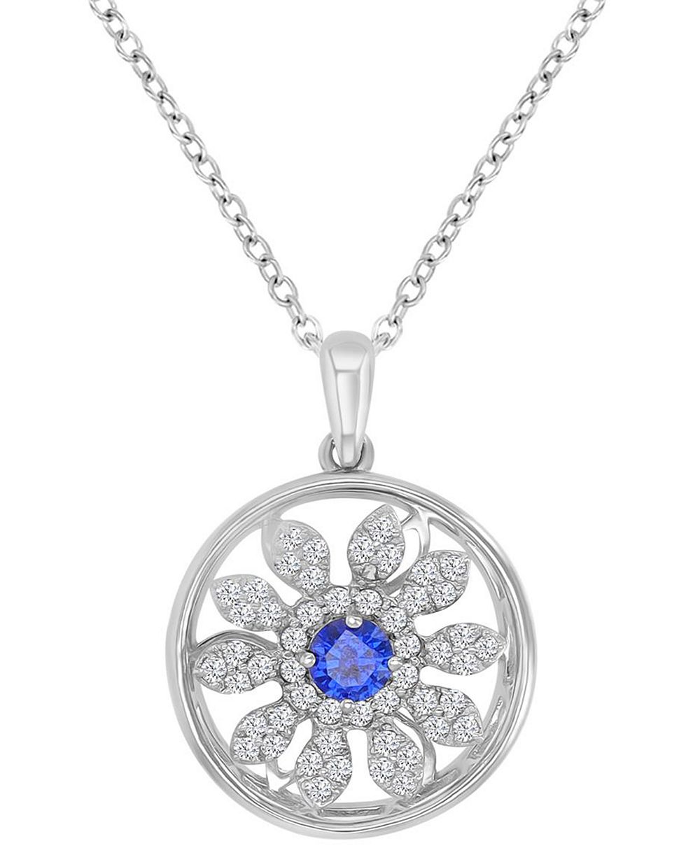 Ожерелье Macy's Diamond Blue Sapphire (0.37 ct. t.w.) and White Sapphire (0.32 ct. t.w.) в Sterling Silver