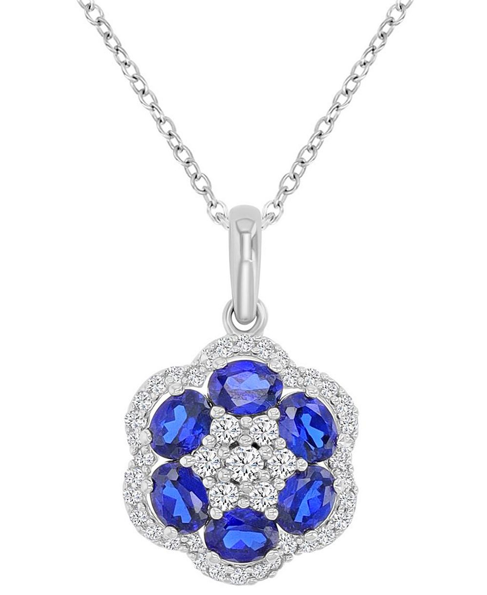 Ожерелье из голубого сапфира (1.2 ct. t.w.) и белого сапфира (0.47 ct. t.w.) в стерлинговом серебре