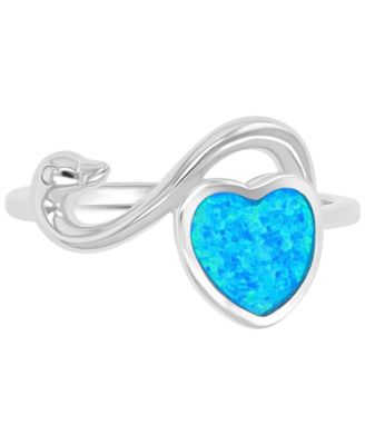 Кольцо с опалом в форме сердца (0.35 ct. t.w.) из стерлингового серебра