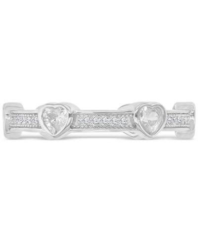 Cubic Zirconia Heart Bezel Stackable Band in Sterling Silver