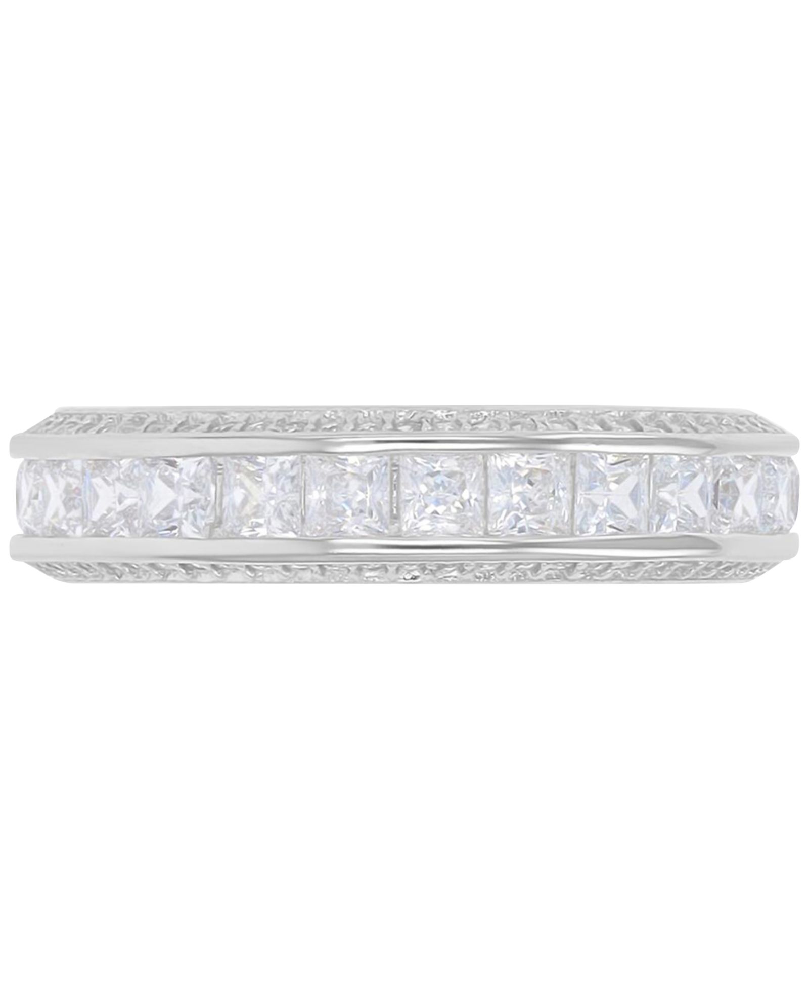 Pavé & Square Cubic Zirconia Stack Ring in Sterling Silver