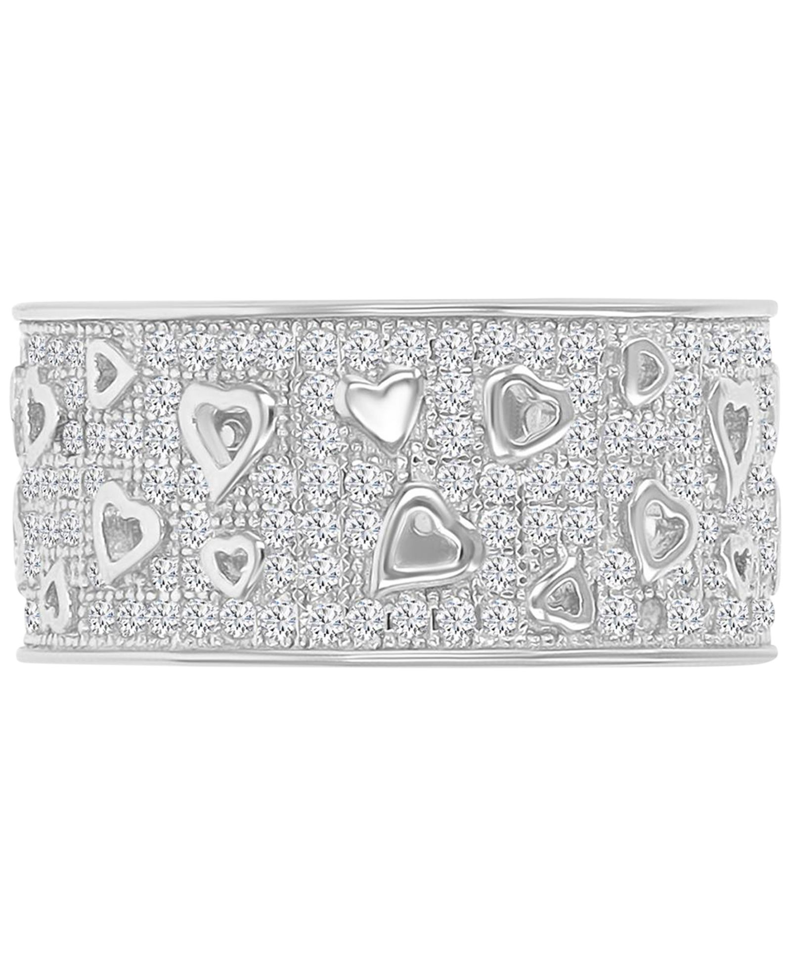Heart Detail Cubic Zirconia Band Ring (2-1/5 ct. t.w.) in Sterling Silver