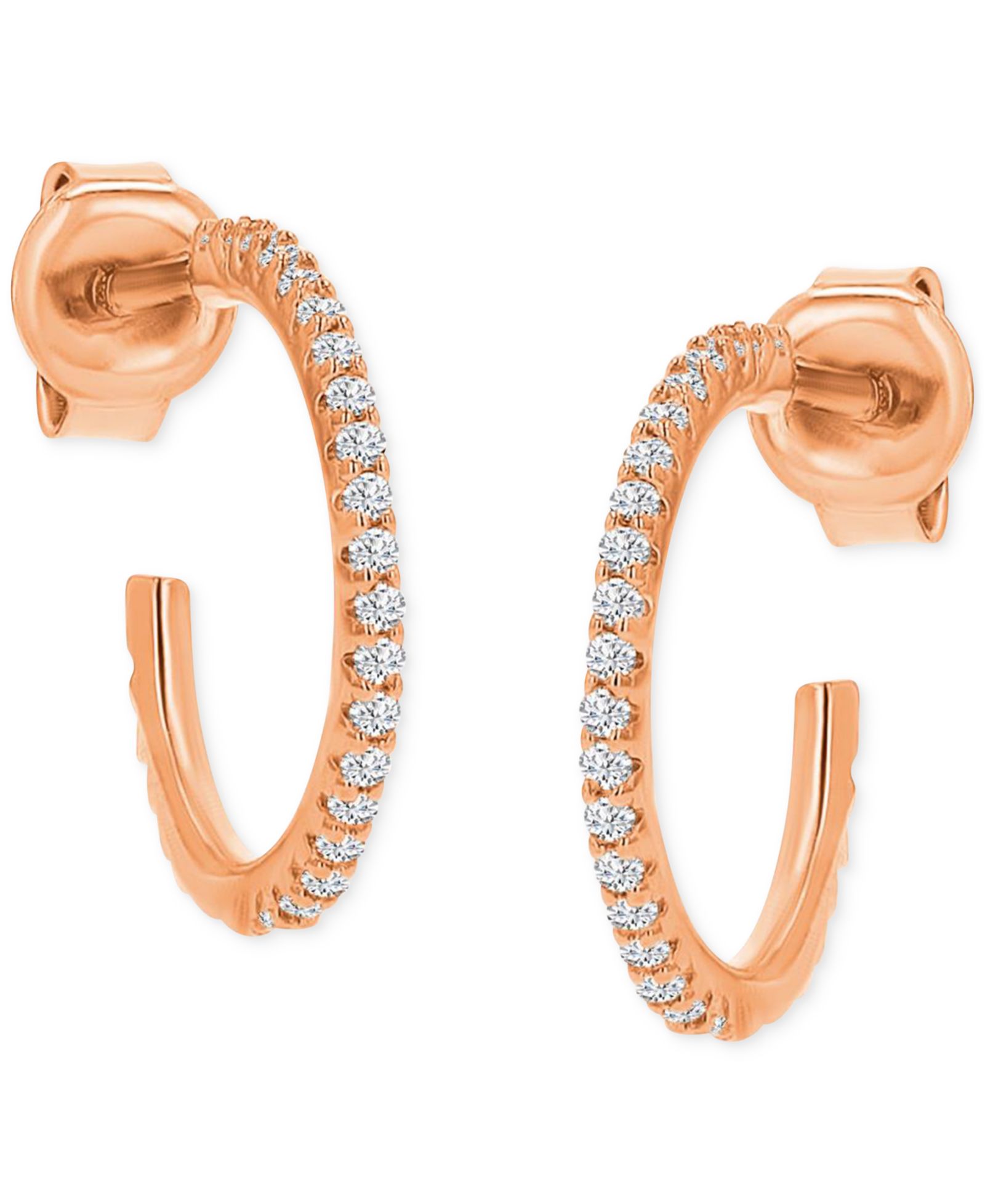Серьги-кольца с кубическим цирконием 14k Gold-Plated Sterling Silver, 0.62"