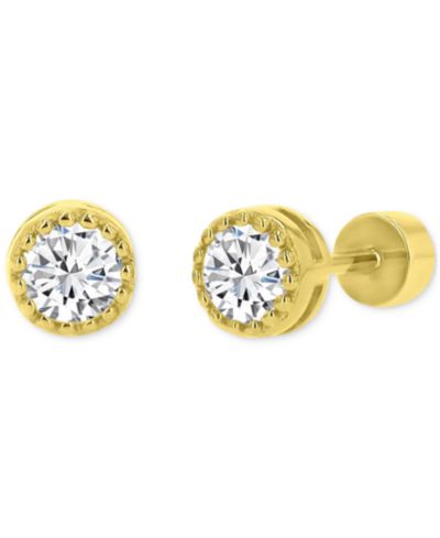 Серьги-гвоздики с кубическим цирконием в напылении 14k Gold Sterling Silver
