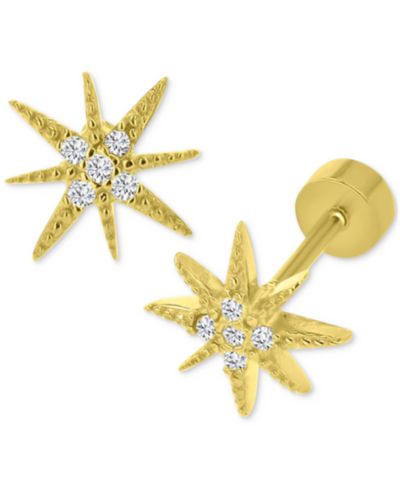 Серьги-гвоздики Macy's с кубическим цирконием в 14k Gold-Plated Sterling Silver