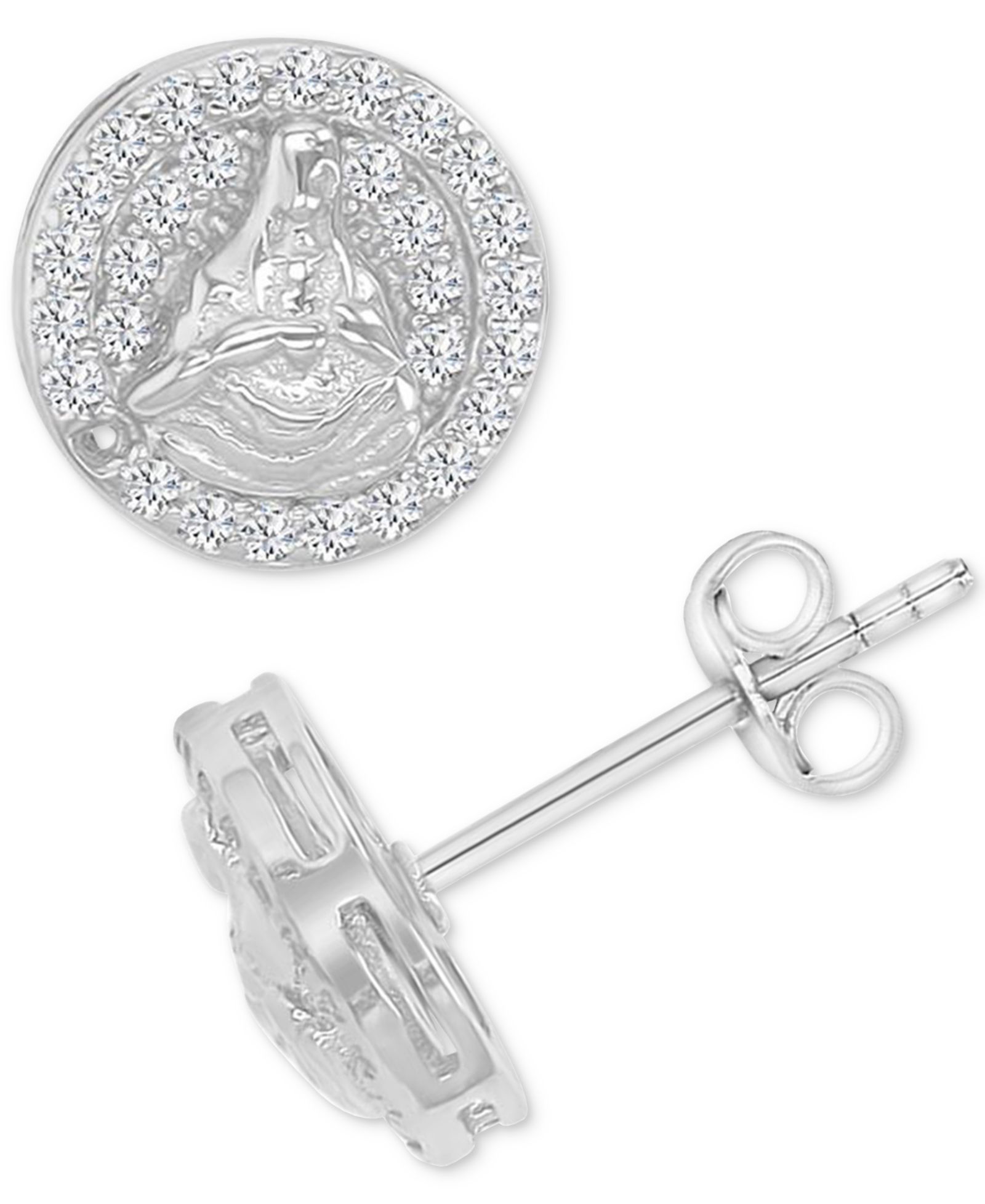 Серьги-гвоздики Cubic Zirconia Circle Cluster Disc из стерлингового серебра