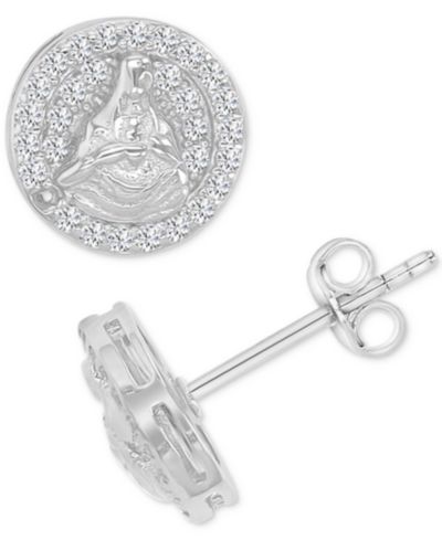 Серьги-гвоздики Cubic Zirconia Circle Cluster Disc из стерлингового серебра