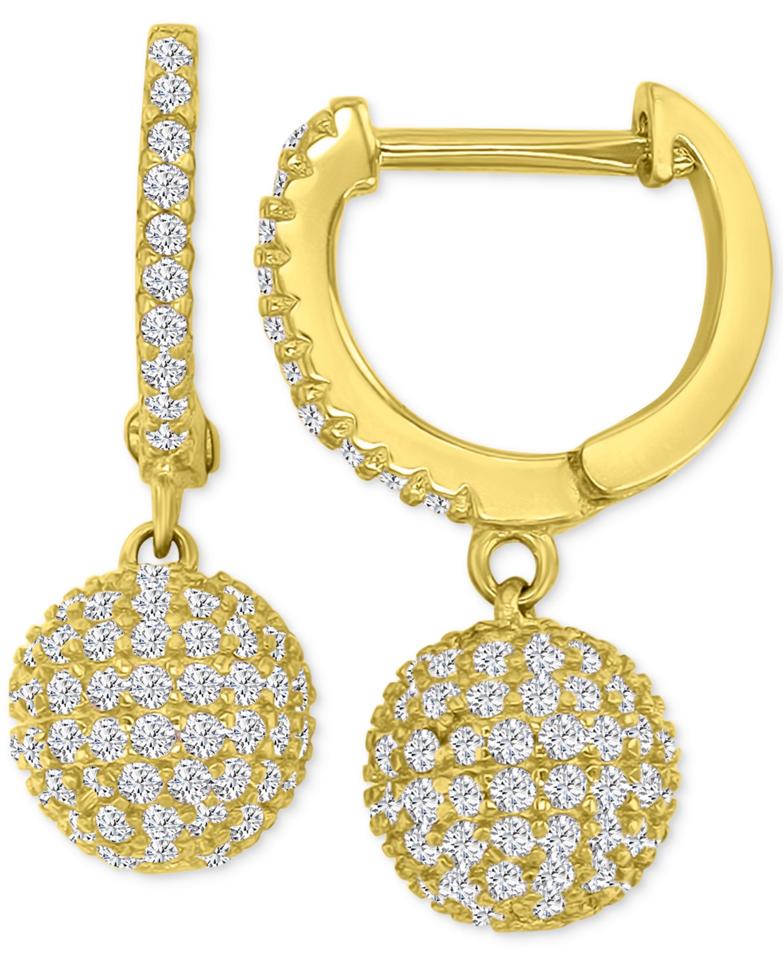 Cubic Zirconia Micro-Pavé Dangle Small Huggie Hoop Earrings