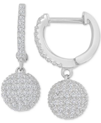 Cubic Zirconia Micro-Pavé Dangle Small Huggie Hoop Earrings