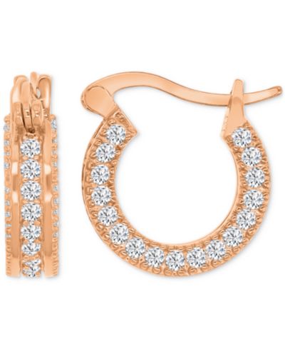 Cubic Zirconia Huggie Hoop Earrings in Sterling Silver