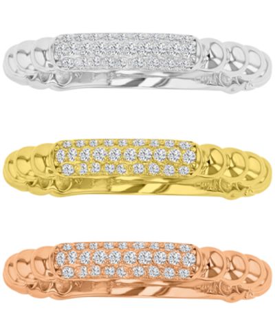 3-Pc. Set Cubic Zirconia Pavé Textured Rings