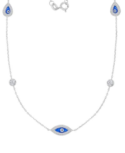 Ожерелье Macy's Cubic Zirconia Evil Eye из стерлингового серебра