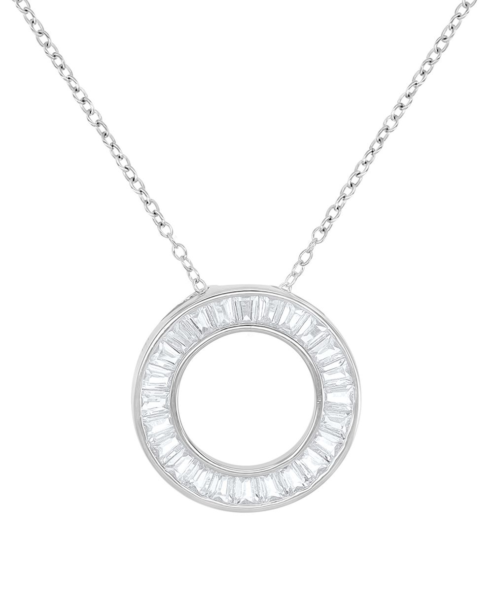 Macy's Cubic Zirconia Open Circle Pendant Necklace in Sterling Silver