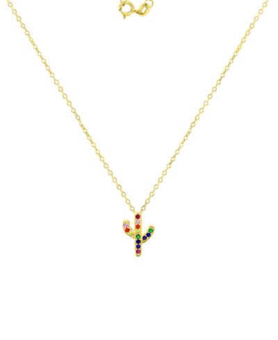 Cubic Zirconia Multicolor Cactus 18" Pendant Necklace