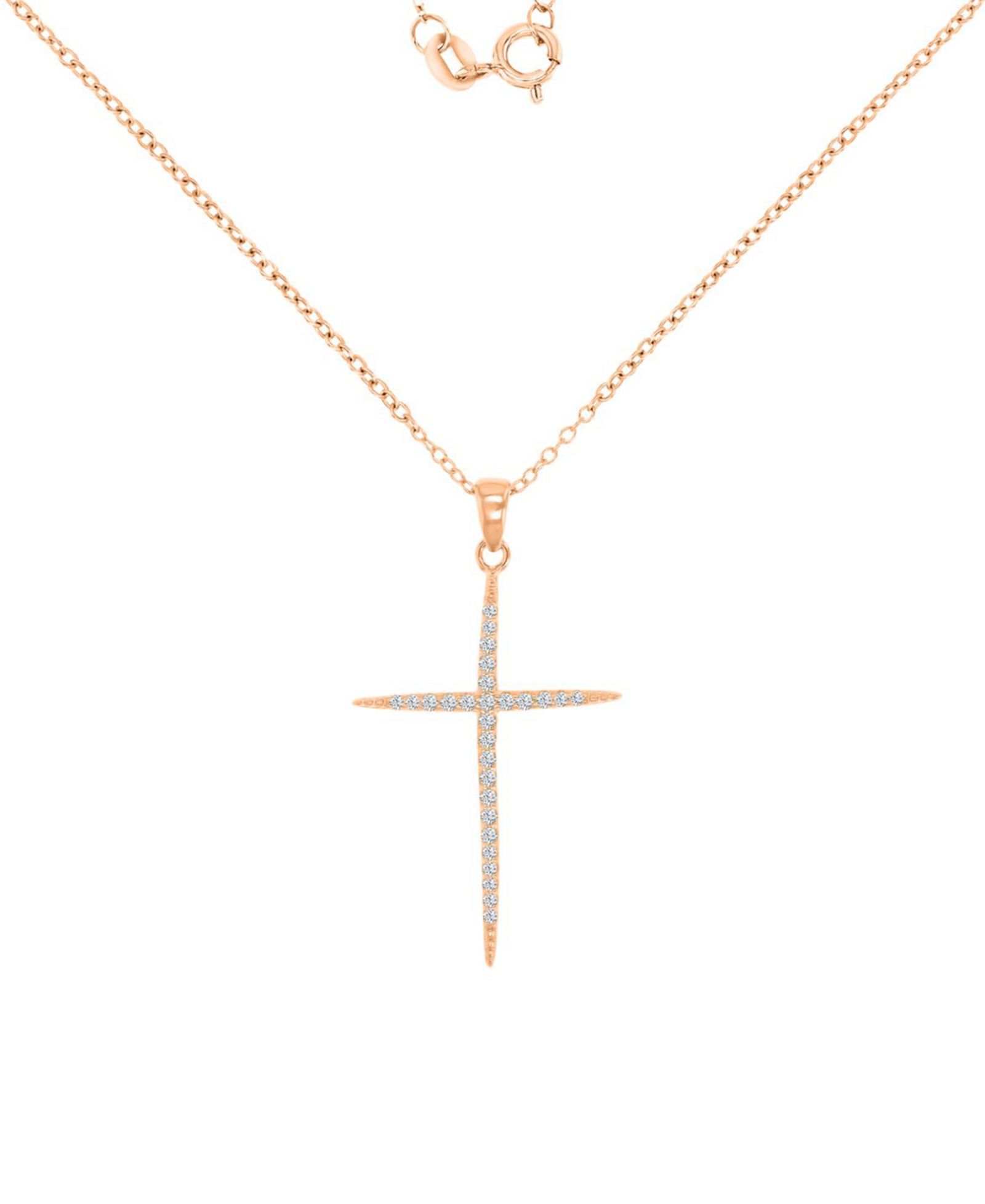 Ожерелье Macy's Cubic Zirconia Necklace 0.303 ct.t.w. in 14k Rose Gold Over Sterling Silver
