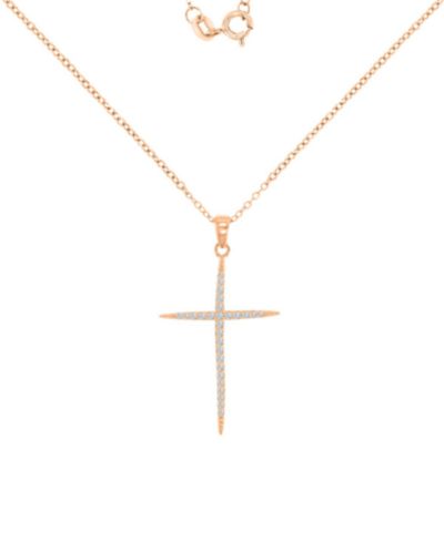 Macy's Cubic Zirconia Necklace (0.303 ct.t.w.) in 14k Rose Gold Over Sterling Silver