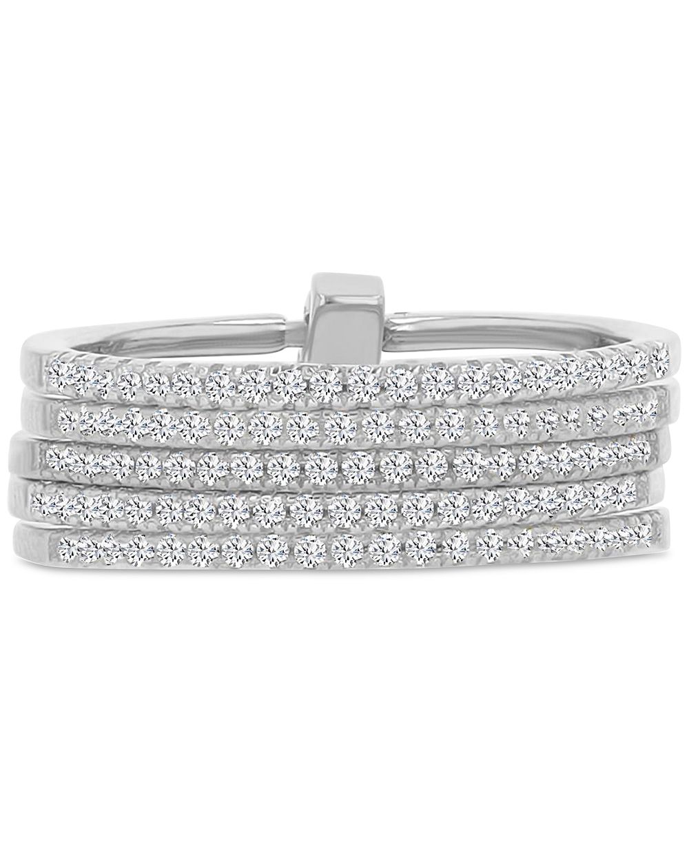 Macy's Cubic Zirconia 5 Rows Ring (0.945 ct.t.w.) in Sterling Silver