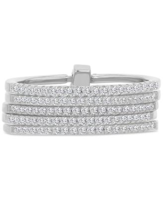 Macy's Cubic Zirconia 5 Rows Ring (0.945 ct.t.w.) in Sterling Silver