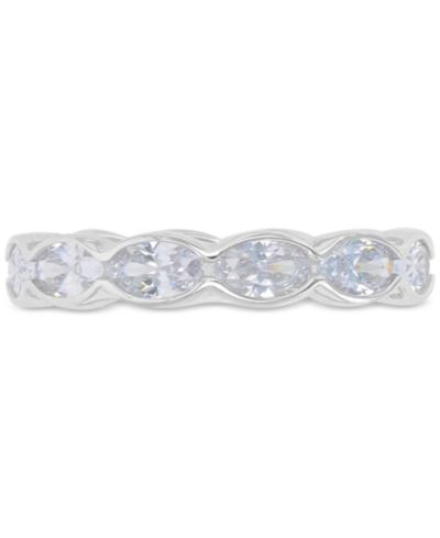 Cubic Zirconia Oval Scallop Edge Eternity Band in Sterling Silver