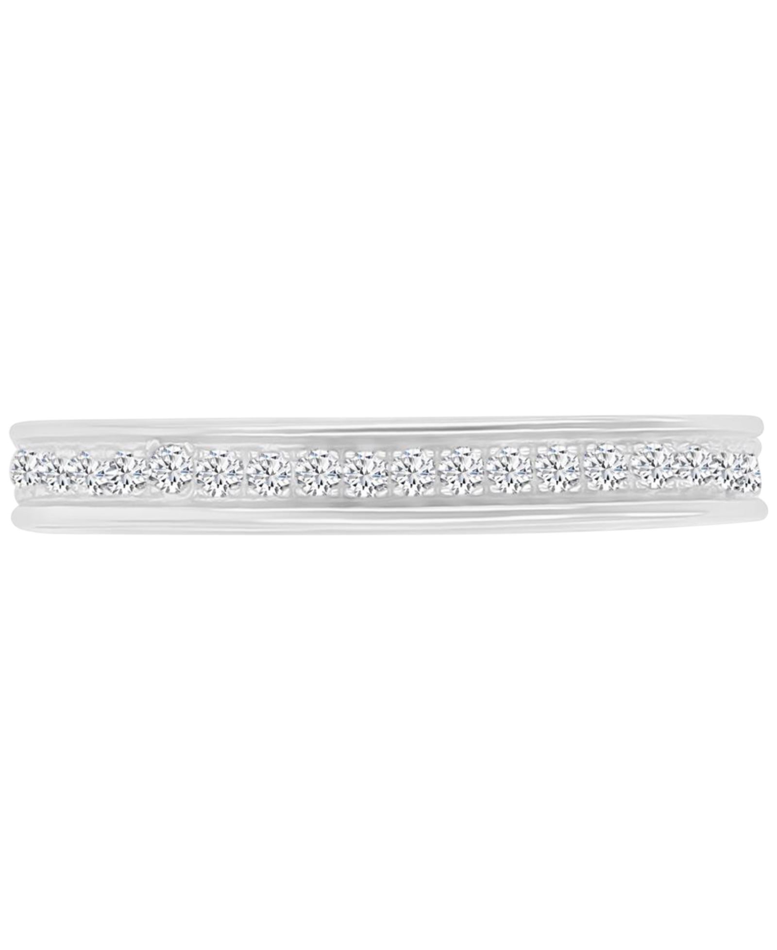 Cubic Zirconia Square Style Accented Band in Sterling Silver