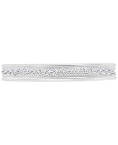 Cubic Zirconia Square Style Accented Band in Sterling Silver
