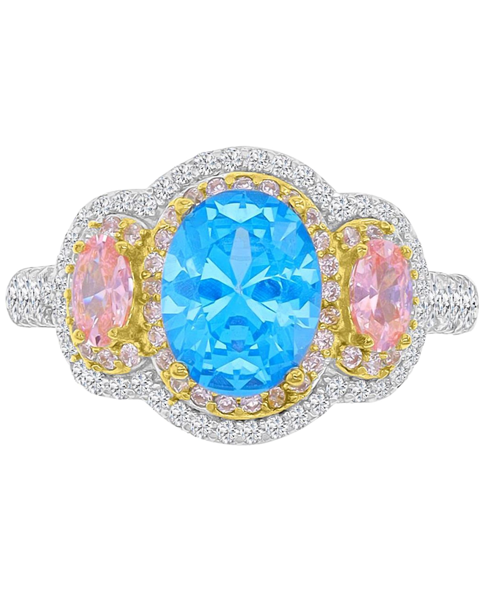 Macy's Multicolor Cubic Zirconia Ring in Sterling Silver & 14k Gold