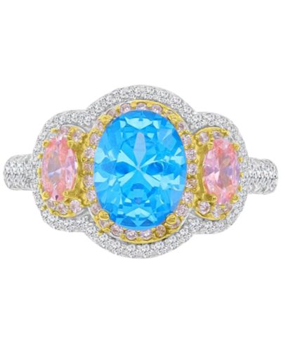 Кольцо с мулятом кубического циркония из серебра и золота 14k