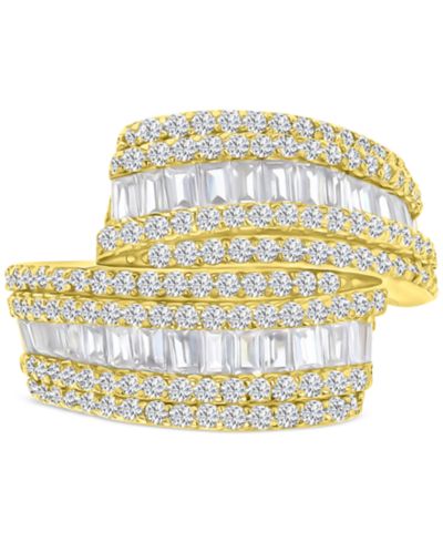Macy's Cubic Zirconia Curving Multi Row Ring in 14k Gold Over Sterling Silver