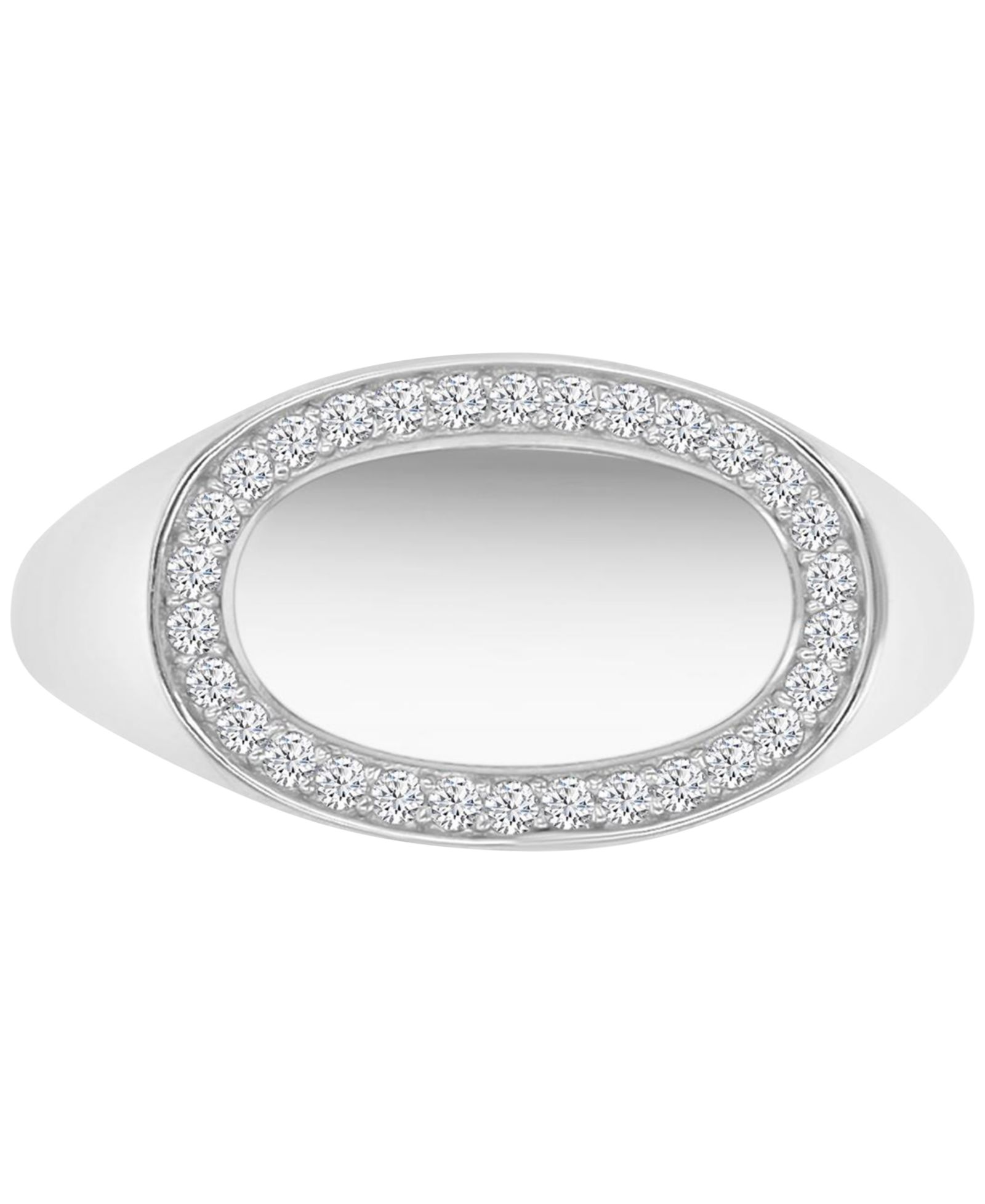Кольцо-печатка с овальным камнем Cubic Zirconia Halo из стерлингового серебра