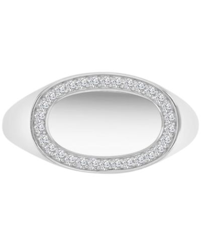Кольцо-печатка с овальным камнем Cubic Zirconia Halo из стерлингового серебра
