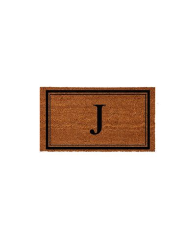 Evergreen монограммный придверный коврик из натуральной кокосовой койры 28" x 16" | Буква "J"