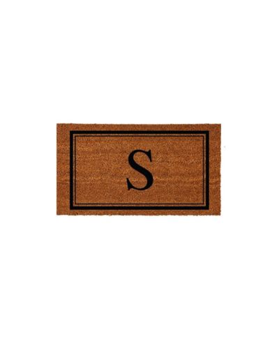 Evergreen Monogram Indoor Outdoor 100% Natural Coir Doormat 28" x 16" | Letter "S"