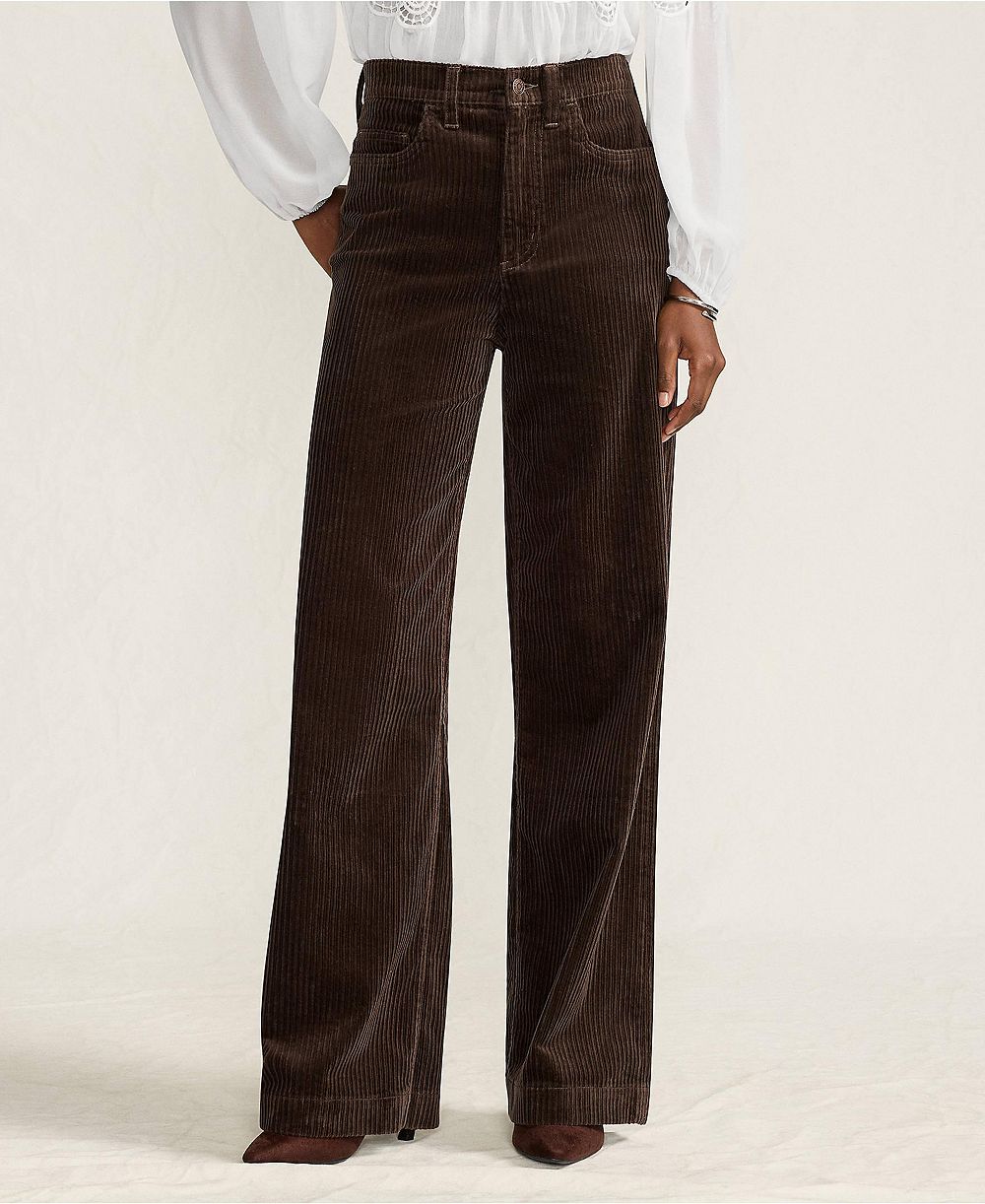 Брюки Lands' End Petite High Rise Wide Leg из вельвета