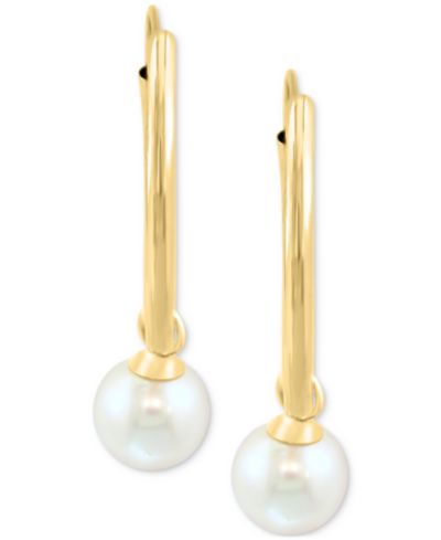 EFFY® Cultured Freshwater Pearl (5mm) Small Hoop Earrings in 14k Gold