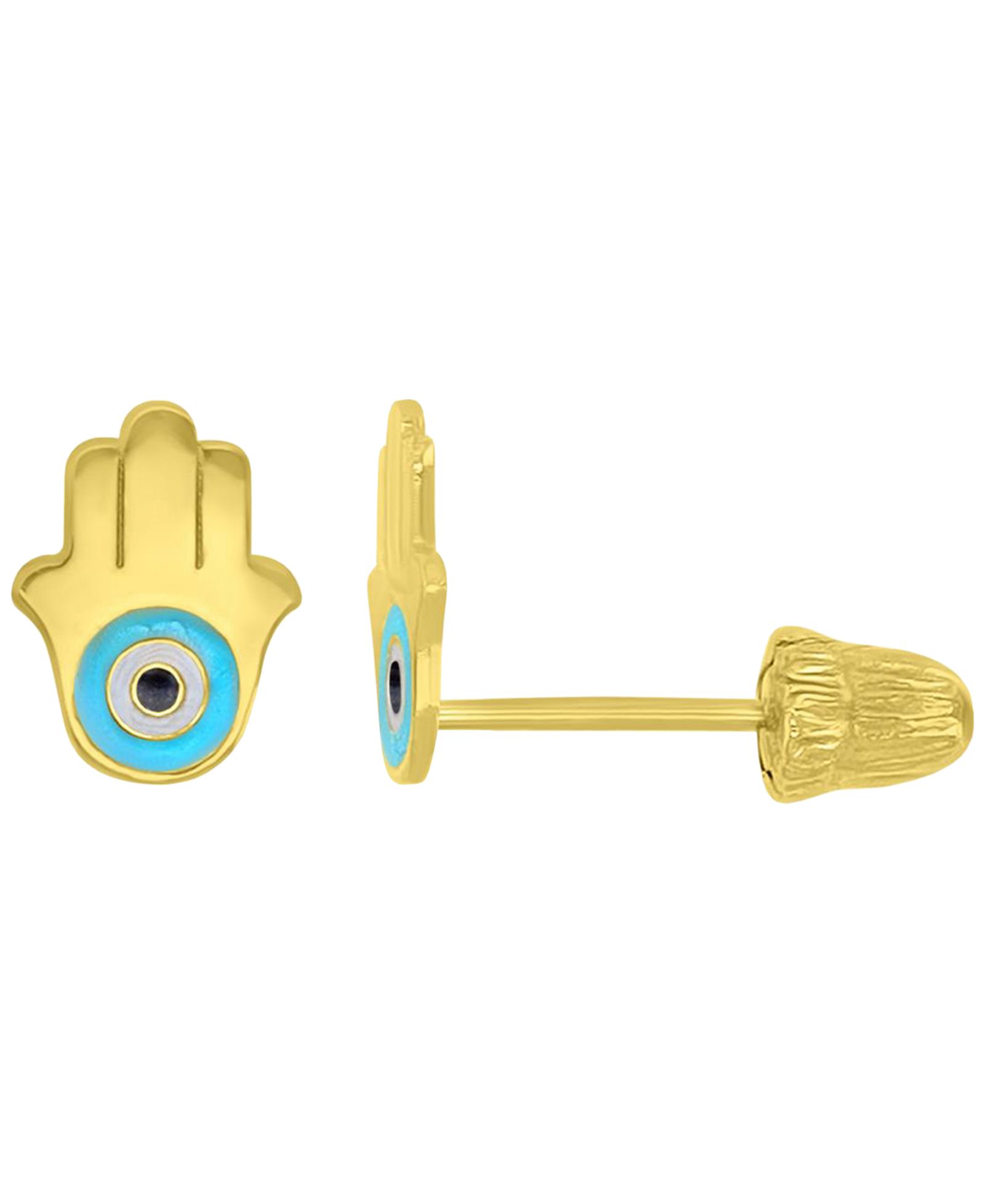 Macy's 14k Yellow Gold Enamel Hamsa Stud Earrings